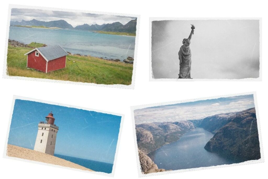 Pêle-mêle de 4 photos de paysage de voyages
